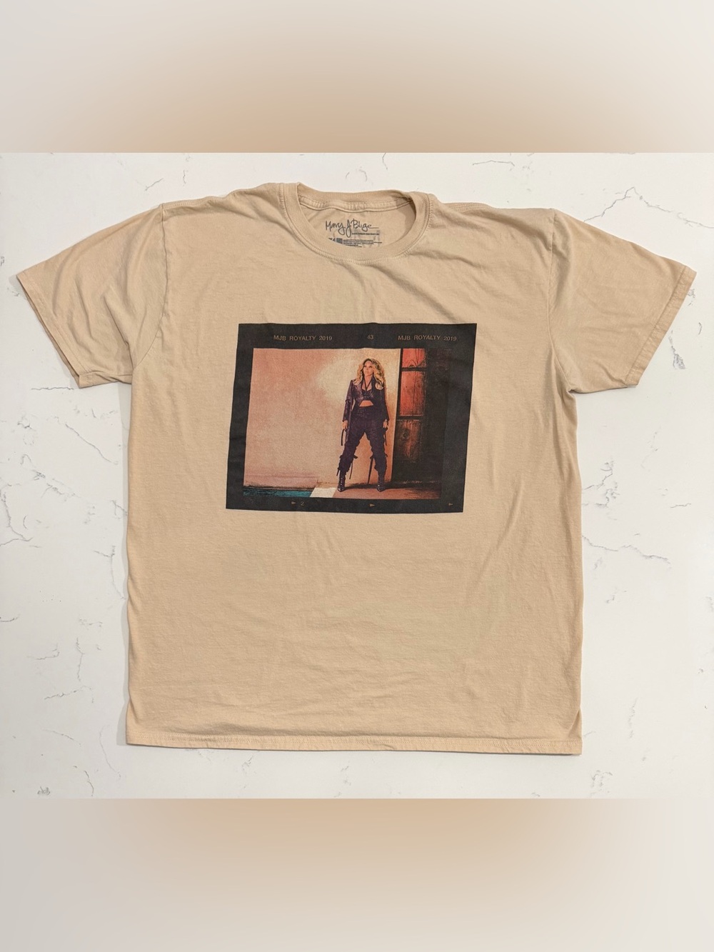Mary J Blige MJB Royalty 2019 Double-Sided Graphic T-Shirt Unisex XL Beige